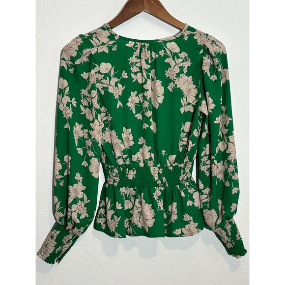 Sienna Sky Blouse Green with Beige Floral - Picture 2 of 2